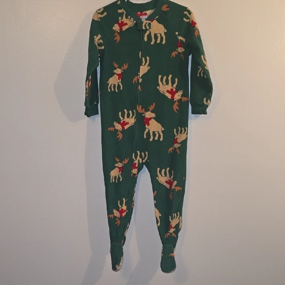 Carter's Festive Green Reindeer Footies LOT O